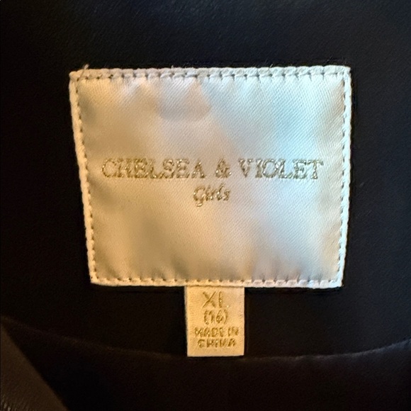 Chelsea & Violet Black Leather Jacket with Gold Buttons - Picture 2 of 5